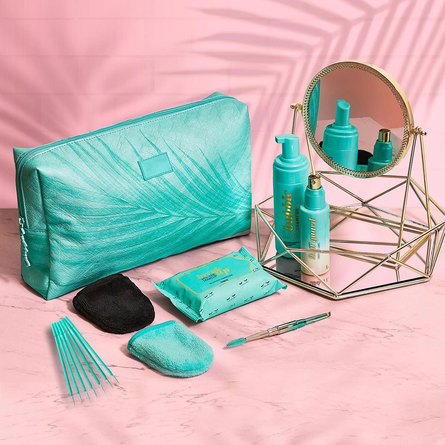 oil free lash shampoo kit100 150 ML lash extensions shampoo bottle with brush Fashion Green Natural lash shampoo private label