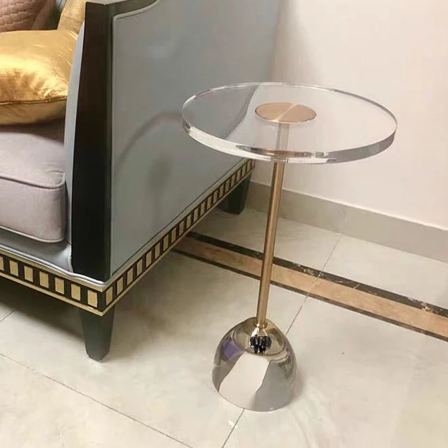 Living Room Furniture Luxury Decorative Round Mini Modern Low Clear Acrylic Coffee Small Side Accent Table