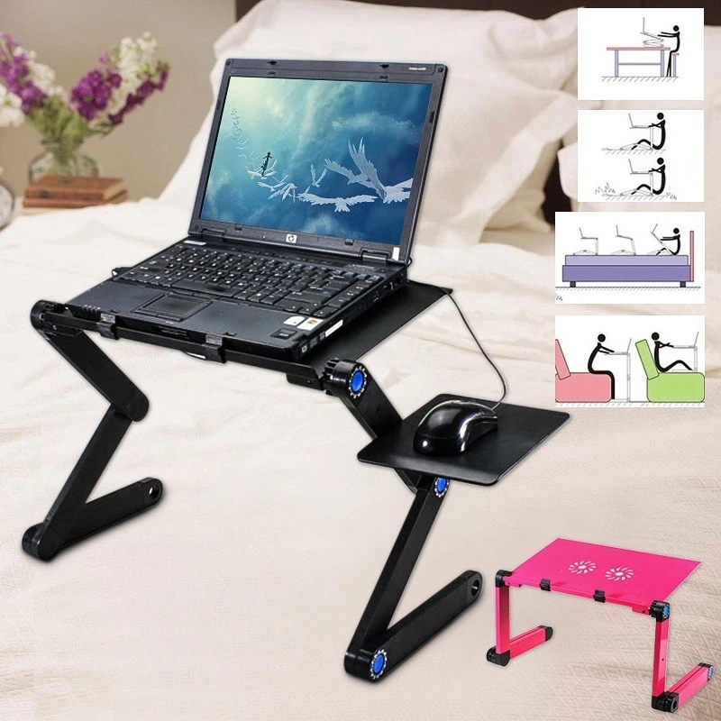 
Hot Sale Bed Computer Table Laptop Holder Stand Folding PC Table Living Room Furniture Home Office Computer Desk with Cooler Fan 