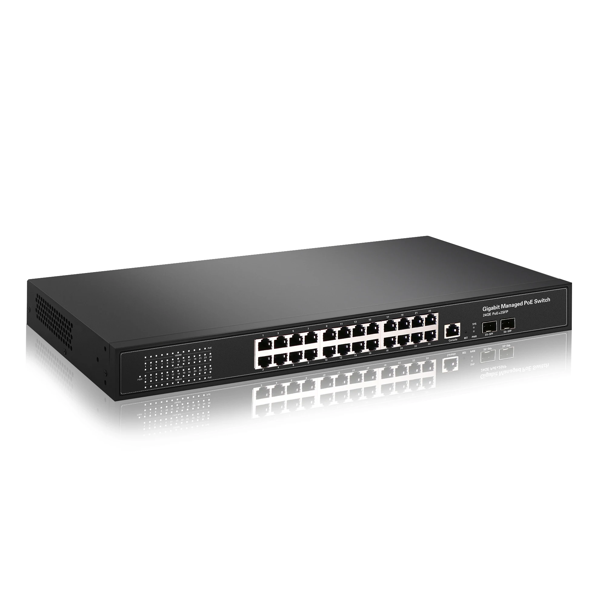 24 Port Gigabit layer 2 Managed Rack-mount l2 l3 Ethernet Network Switch with 2 Fiber Optic SFP Slots
