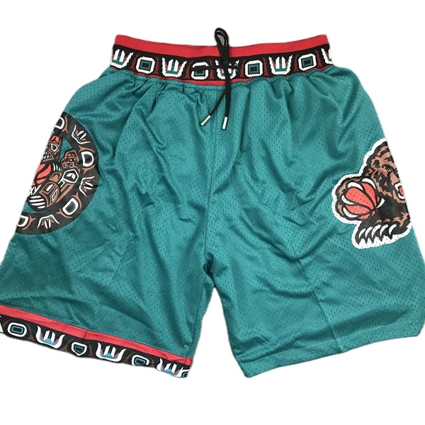 Шорты мужские с вышивкой классические баскетбольные карманами на молнии в винтажном стиле серого медведя аккуратные