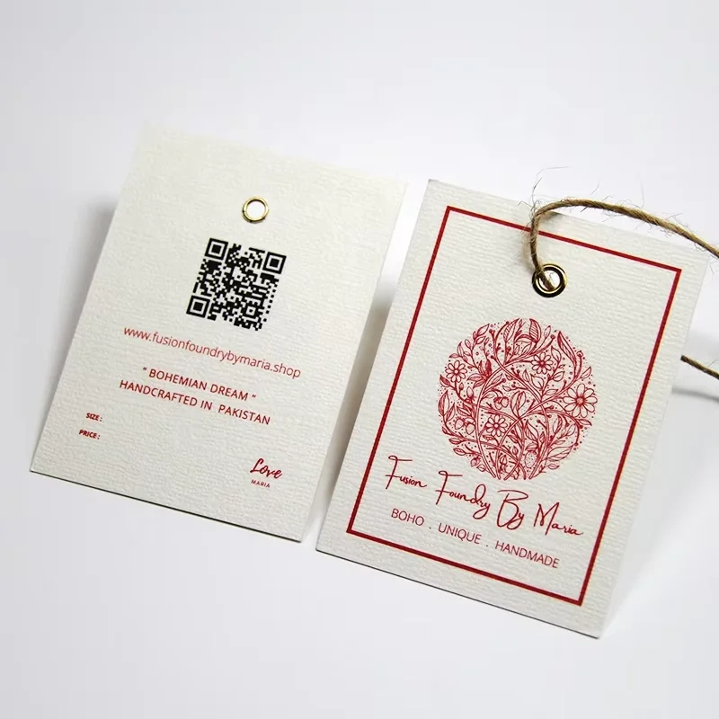 Custom Designed Premium Hang Tag for Clothing Label Custom Size Texture Paper Garment Tag Custom Printed Information Display