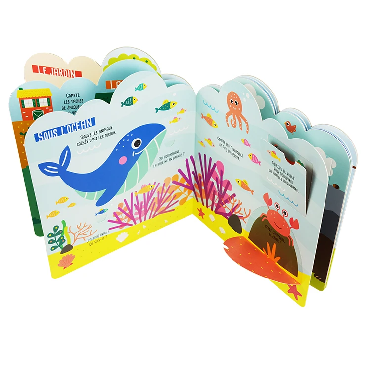 Professional manufacturer customized kids hardcover cut out board book educational activity lift flap books