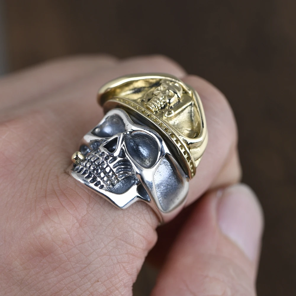 925 Sterling Silver Skull Rings for Men Party Gift Punk Thai silver fingers