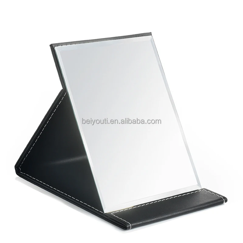 The New folding desktop vanity makeup mirrors Portable PU bracket household square one sided beauty mirror