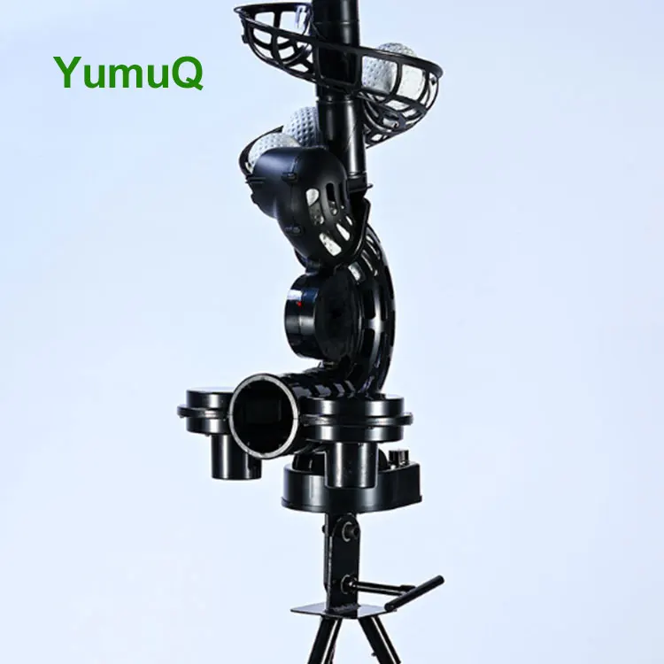 YumuQ Force/Breaking Ball /Angle/Height Adjustable Baseball Softball 3-Wheel Mute Change Ball Tee Pitching Machine