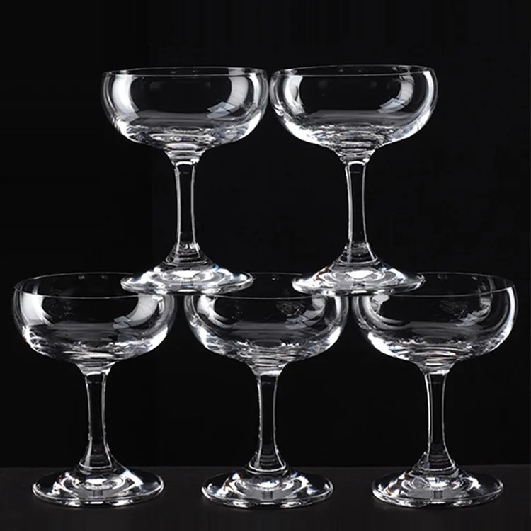 clear crystal  Wide bowl Champagne Glass bar Tower  Glass Wide Mouth Champagne Bowl Stacked Champagne Sparkling Glass