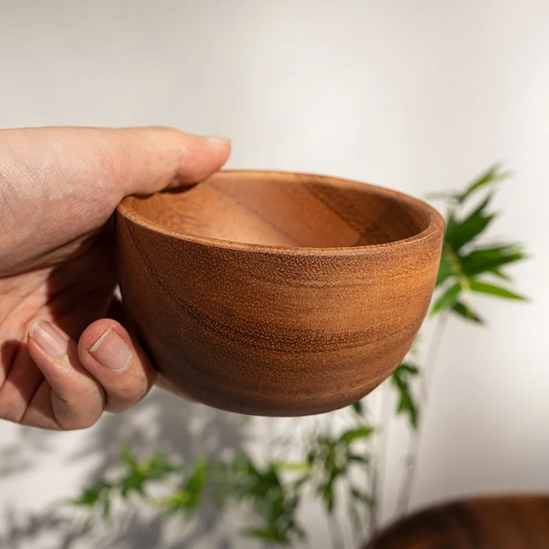 Wholesale Natural Indonesia Acacia Wooden Bowl And Spoon Set For Home Hotel And Restaurant High Quality Coconut Bowl