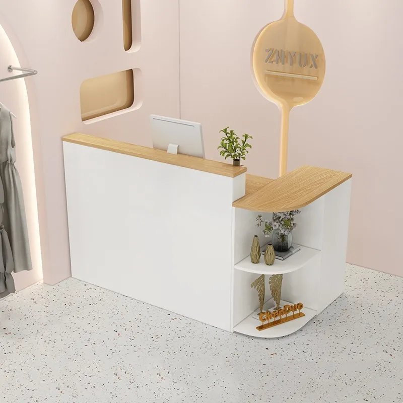 Modern Cheap Custom New Luxury Design Wood Nail Beauty Spa White Small Front Salon Counter Reception Desk