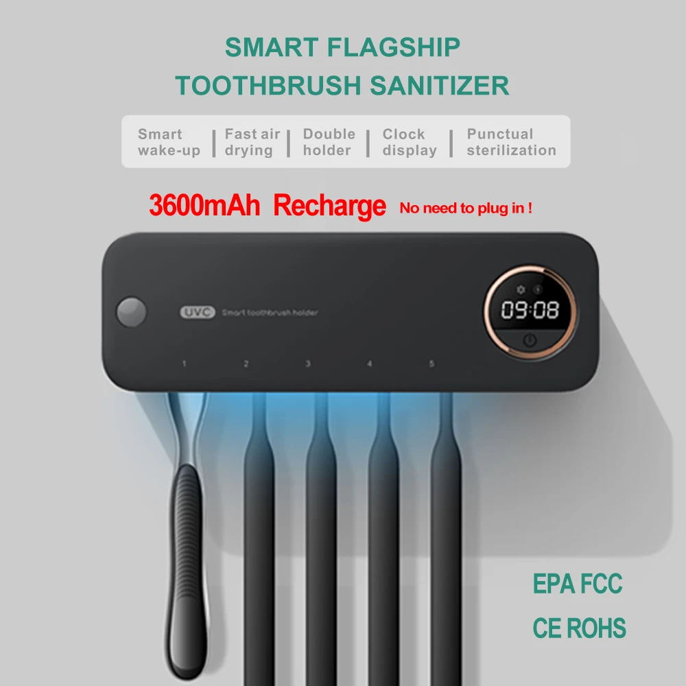 Wholesale OEM portable sterilise smart uv ultraviolet light sanitizing holder case steriliser sanitizer toothbrush sterlizer
