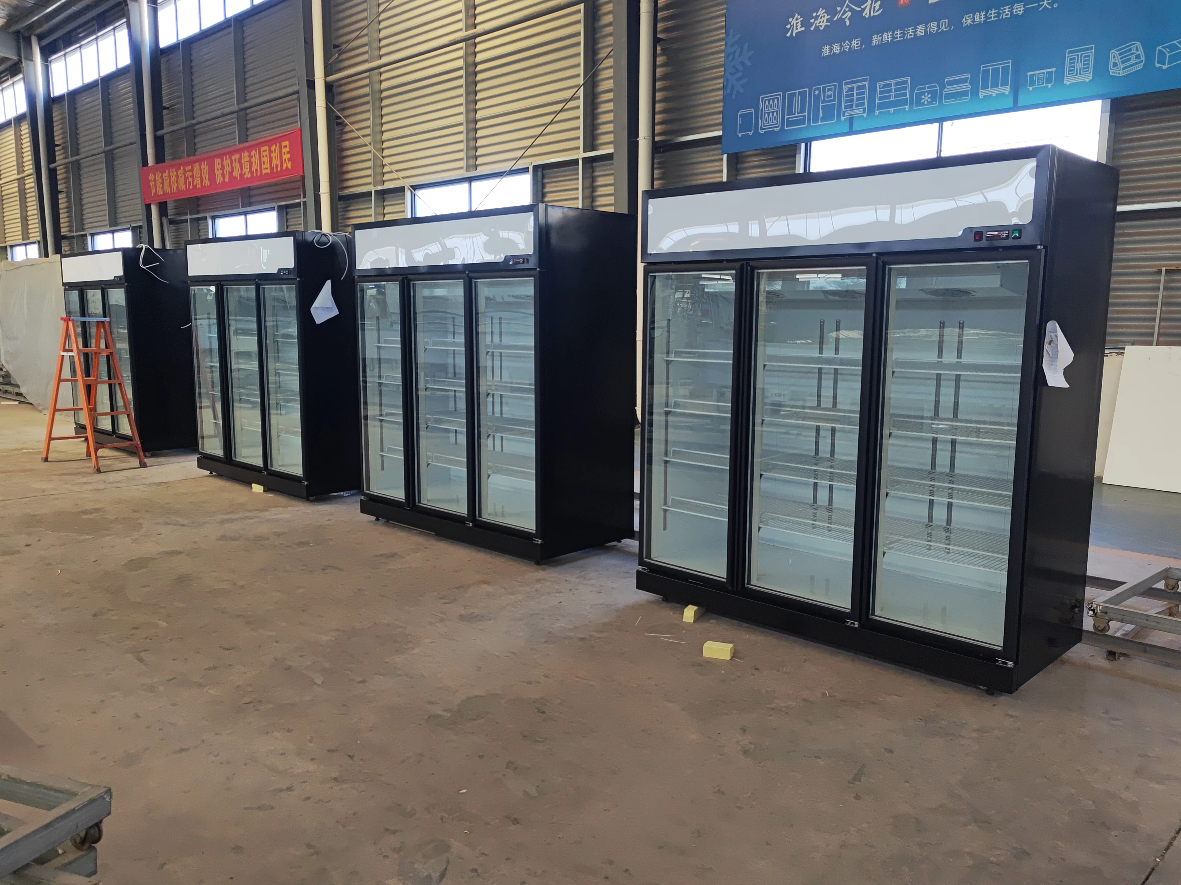 Convenience Store Upright Glass Doors Display Showcase Commercial Beverage Display Chiller Freezer Cooler Refrigerator