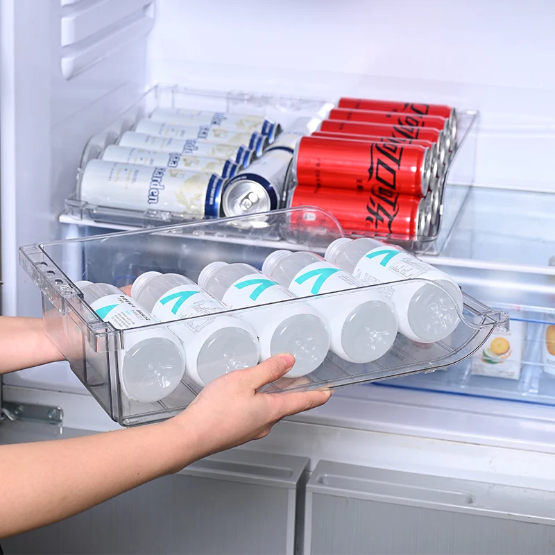 Clear BPA free Fridge Organiser Storage Box Beverage Can Organizer   Soda Can Organizer Pusher Beer Dispenser storage