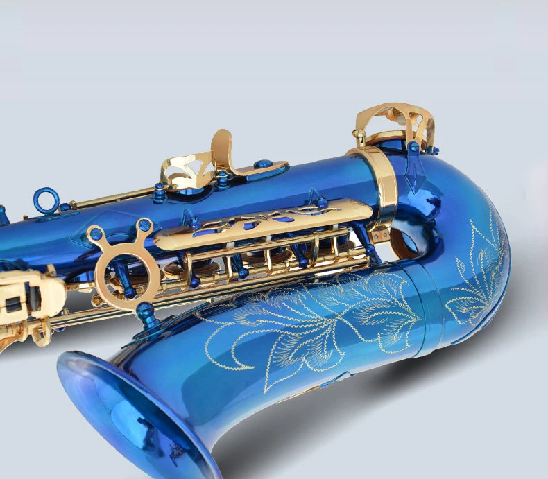 
Blue Gold Lacquer Brass Alto Instrument Accessories Professional Eb OEM China Sax Saxophone Alto 