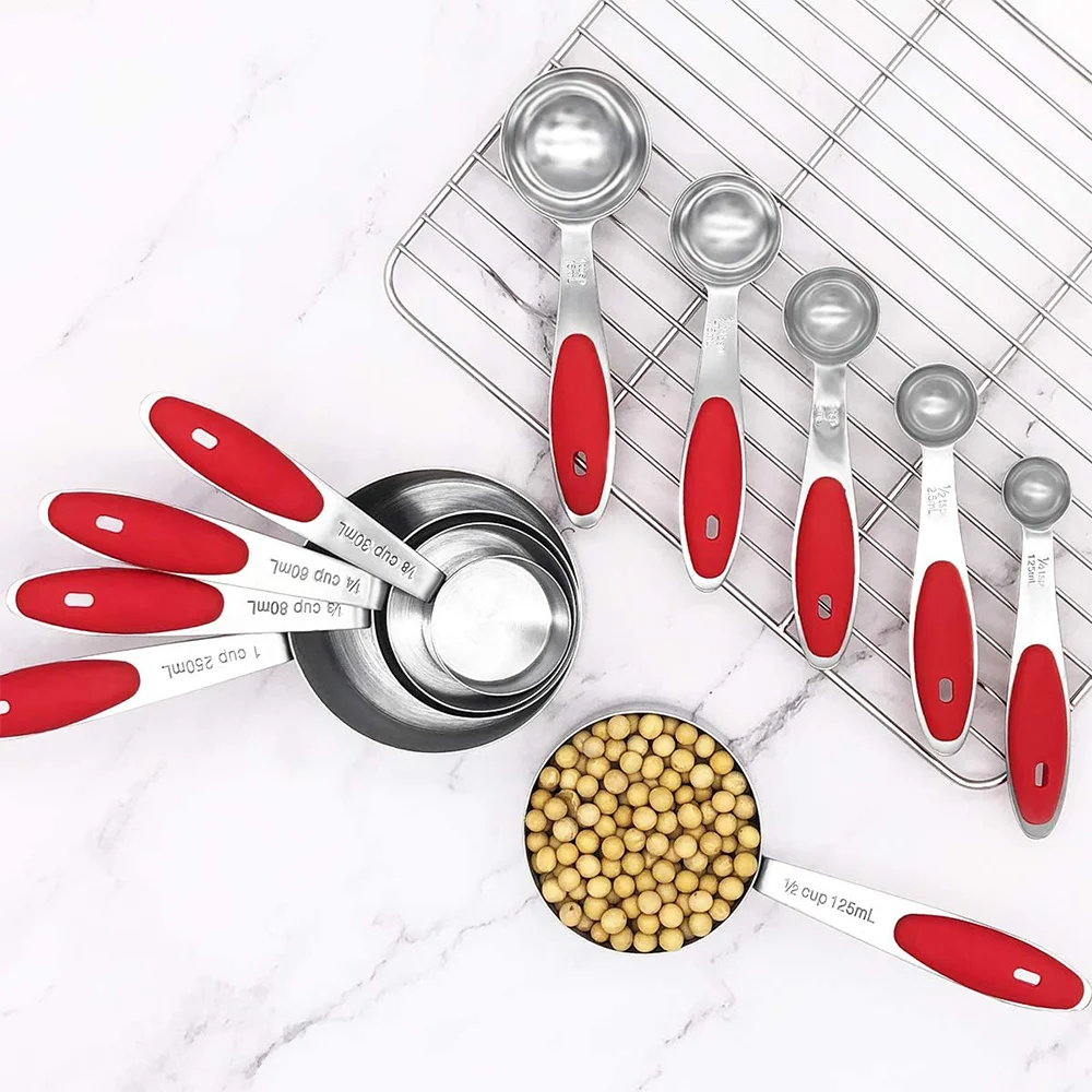 
Custom 12 pcs stainless steel metal Kitchen cooking Measuring Cups and Spoons Set . spoon cup of 6 30ml 250ml 5ml 2.5ml 