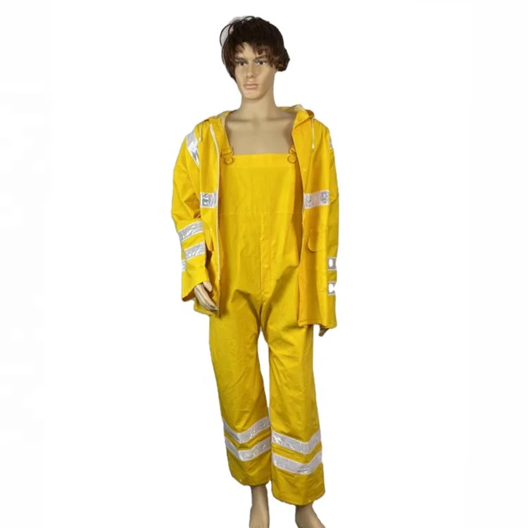 custom labor clothes construction safety work wear suspenders rain suit waterproof coat with bib pants for men