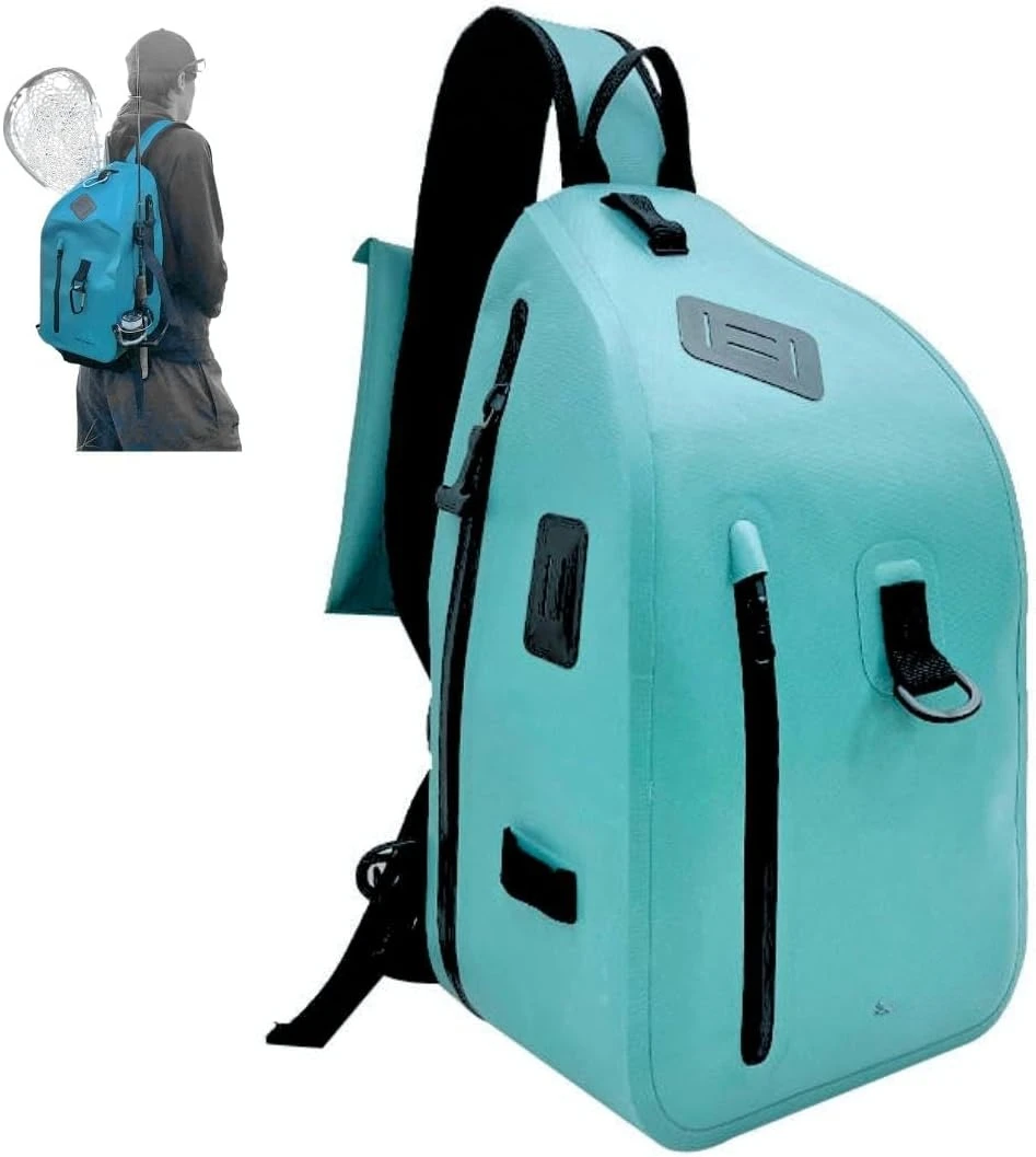 Wholesale Custom Outdoor Lightweight Floating Submersible Dry Backpack Waterproof  Fly Fishing Sling Pack With Rod Holder