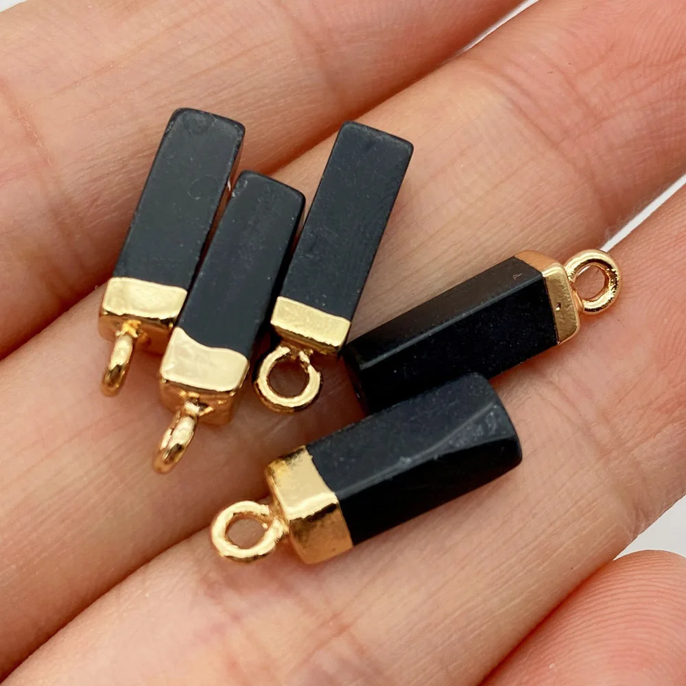 Natural Stone Square Rectangle Pendant Charms for Necklace Earring Jewelry Making Turquoise Rosequartz gemstone Accessories