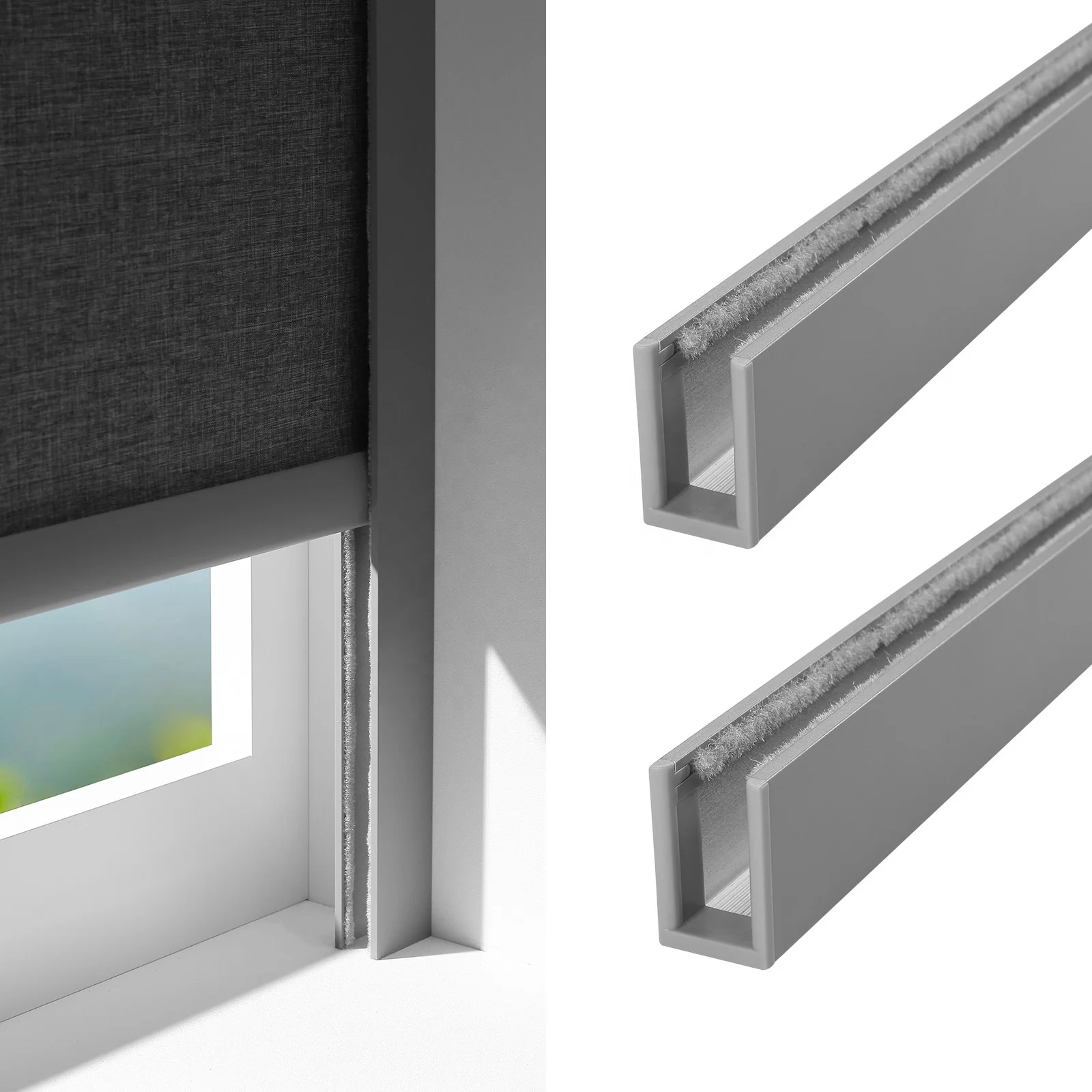 ZSTARR U Channel 100% Blackout Light Blockers Aluminium Alloy Light Blocking Strips for Roller Blinds Light Gap Blockers Window