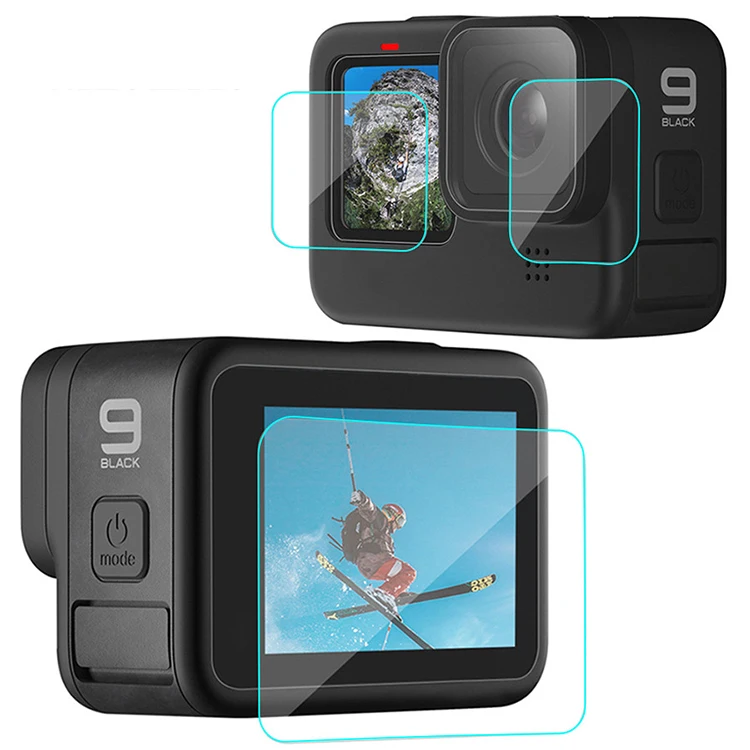 Go Pro Hero 9 Screen Protector, Back/ Front Tempered Glass Screen for Gopro Hero 9 Black Lens Protection Protective Film