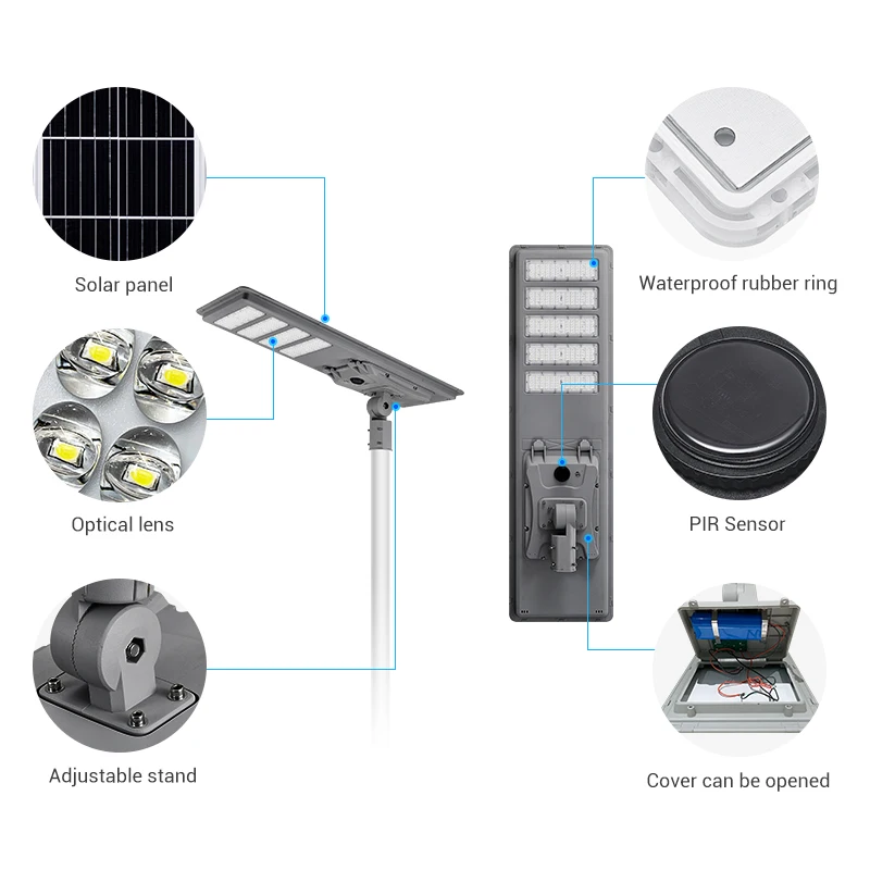SMD optical lens bright Solar Street Lighting outdoor Garden Solar LED Street Light CE RoHS certified Road public powered Lamp