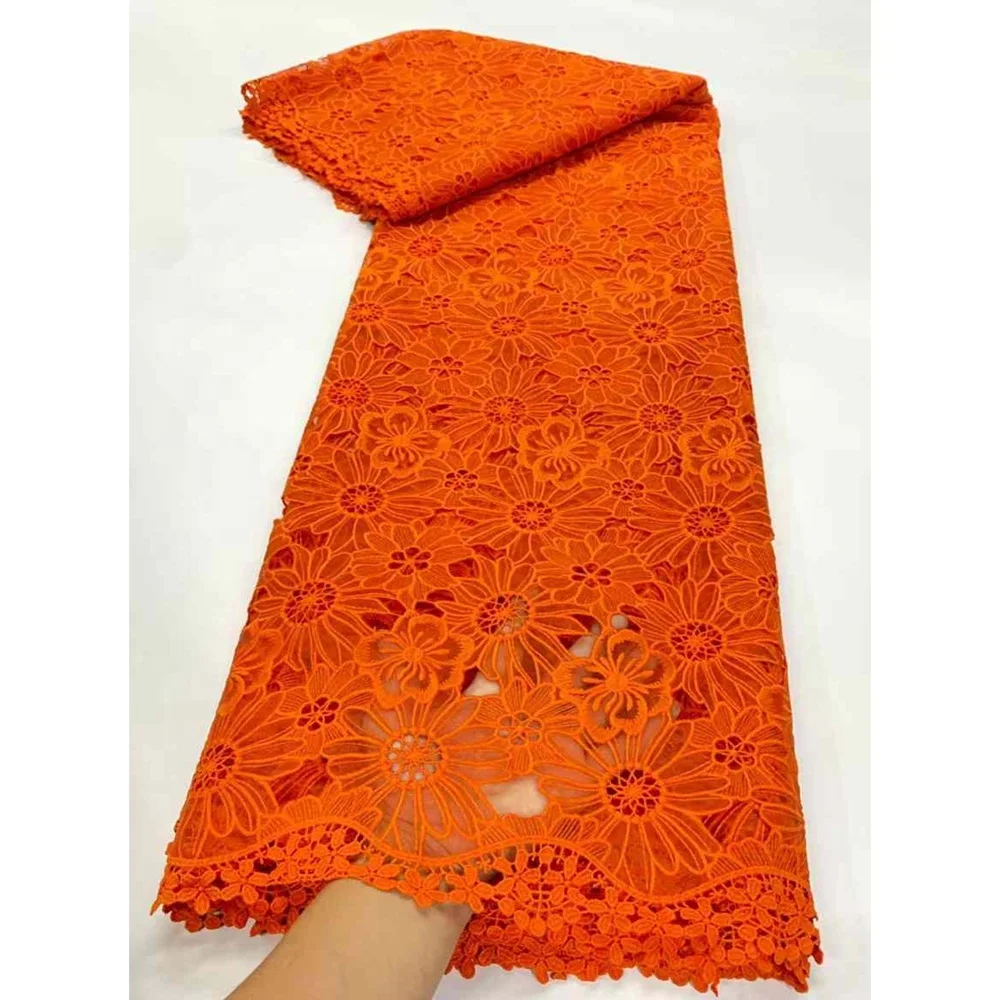 Plain white color Lafaya Water soluble organza bottom guipure cord lace flowers lace for dress material