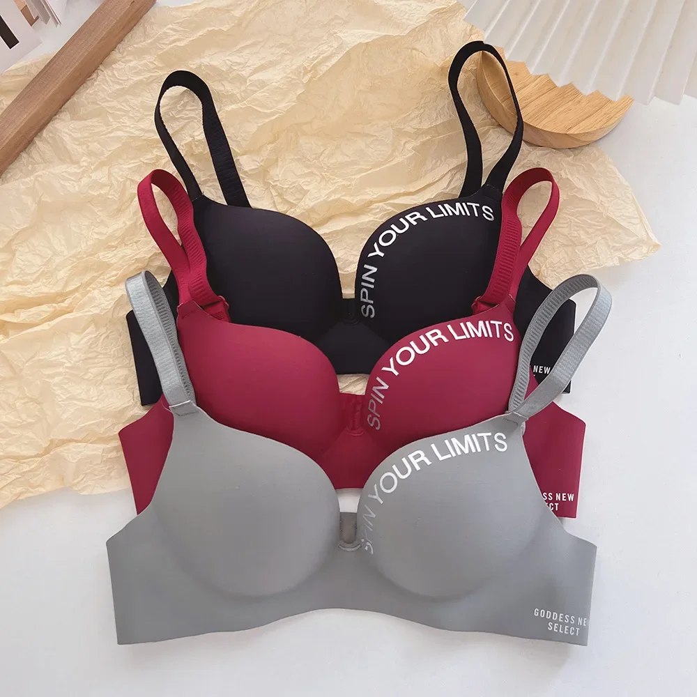 Fashion Women Seamless Bra Sexy Push Up Bralette Underwear Wireless Female Lingerie Letter Pattern Bras Three Quarters