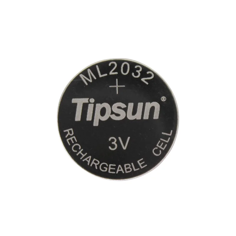 Tipsun ML2032 battery 3V rechargeable batteries lithium coin cell for portable outdoor camera