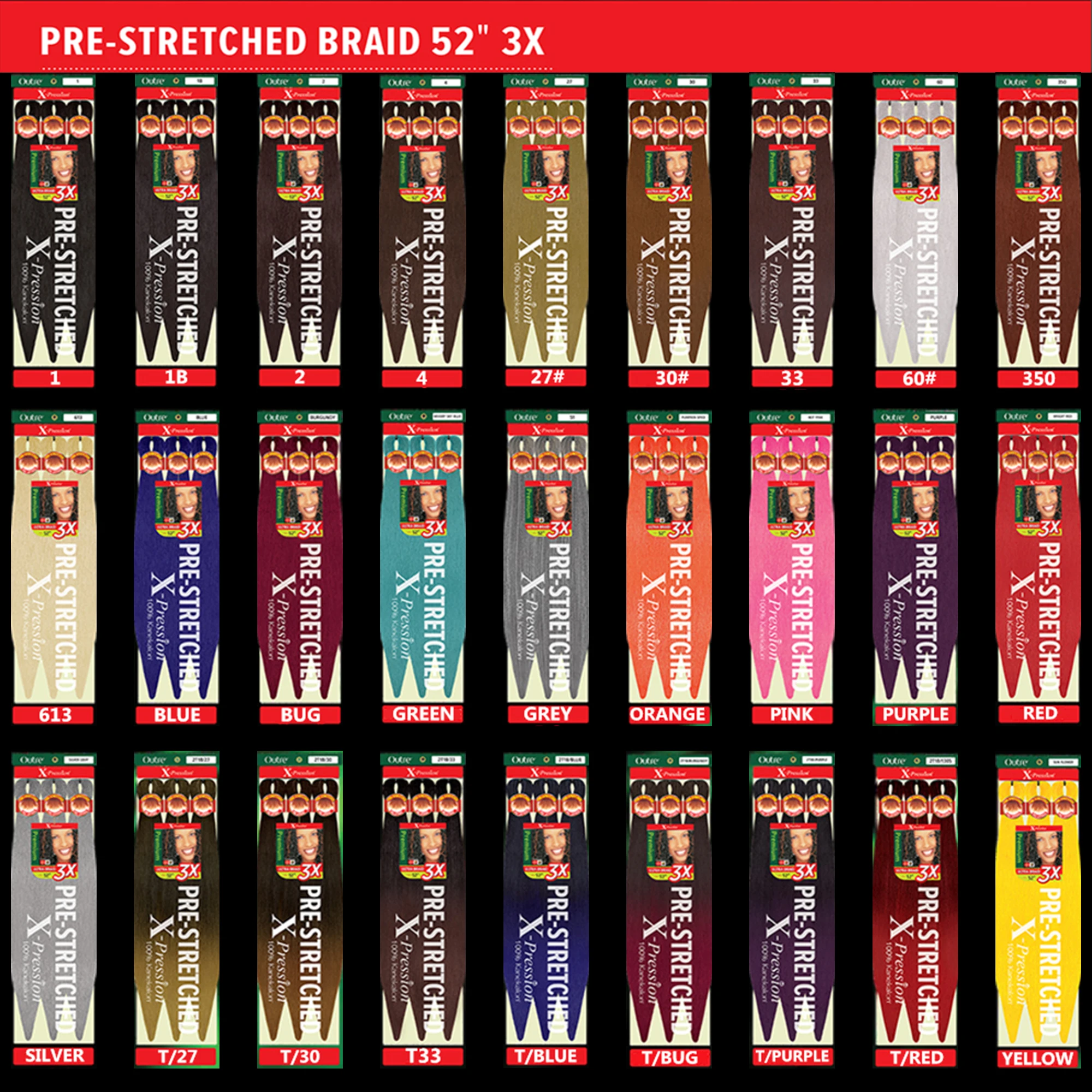 Synthetic Braiding Hair 52 Inch Kanekalo 3x Pre Stretched Braiding Hair For Crochet Braiding Extension