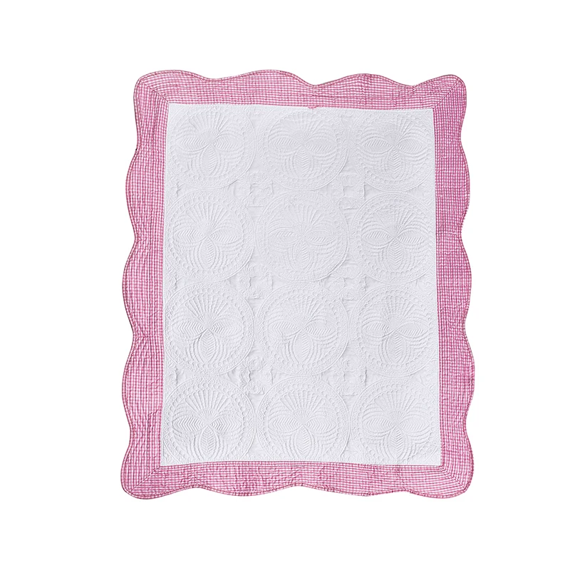 Buffalo Plaid Cotton Baby Quilts Wholesale Monogram Square Soft Cotton Ruffle Baby Plaid Dreamy Blanket