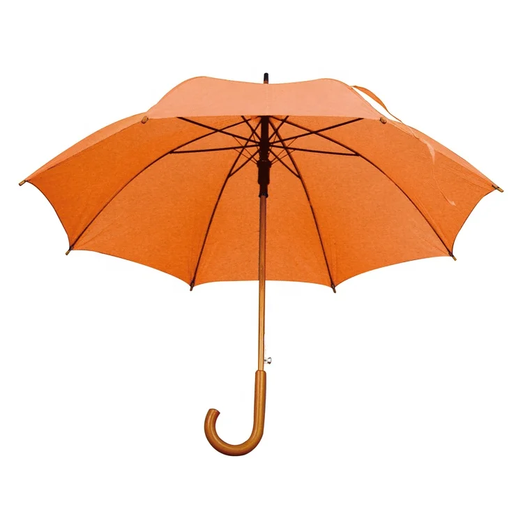 fiberglass polyester pongee windproof wood handle straight umbrella auto open