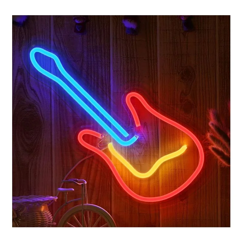 3D Art Music Hanging Acrylic Neon Light Usb Powered Night Lamp Led Guitar Sign For Wall Kids Room Club Party Bar Pub Decor