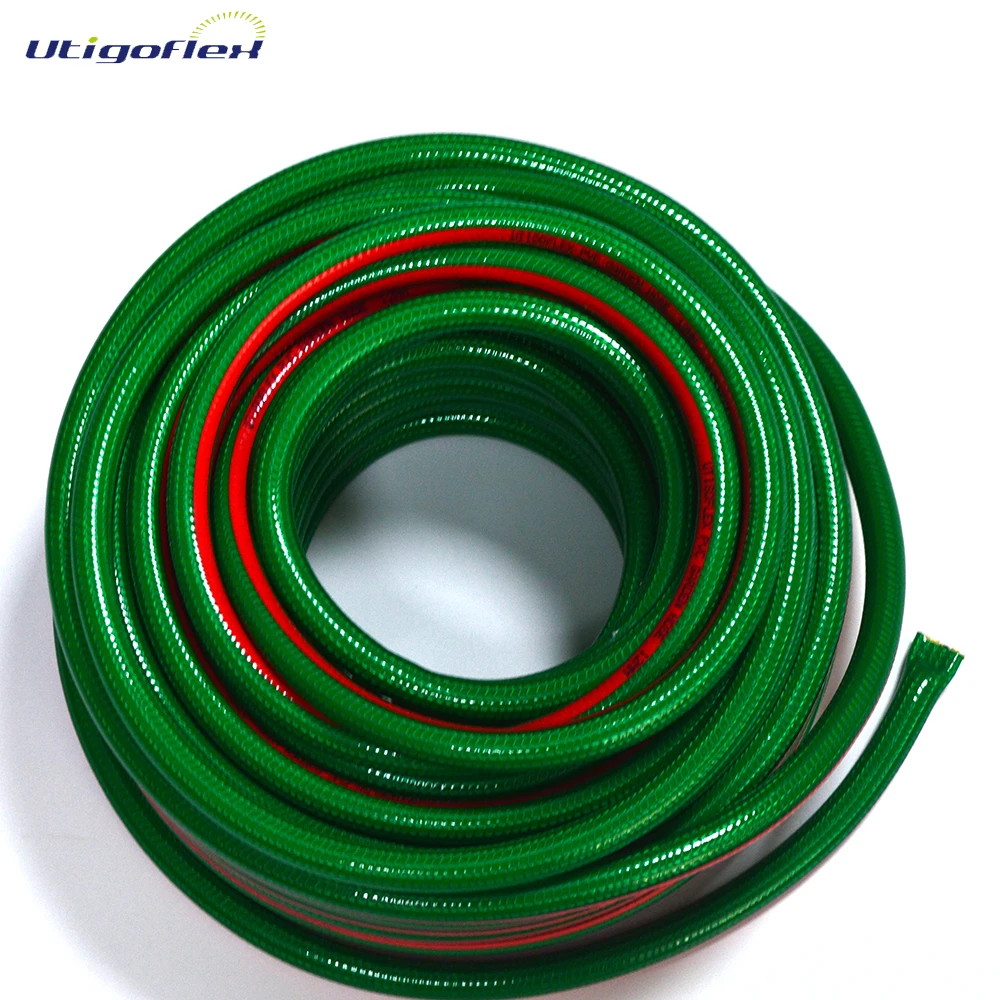 Highly flexible PVC garden hose plastic water hose pipe with one or two layers of fiber reinforcement in various colors & sizes