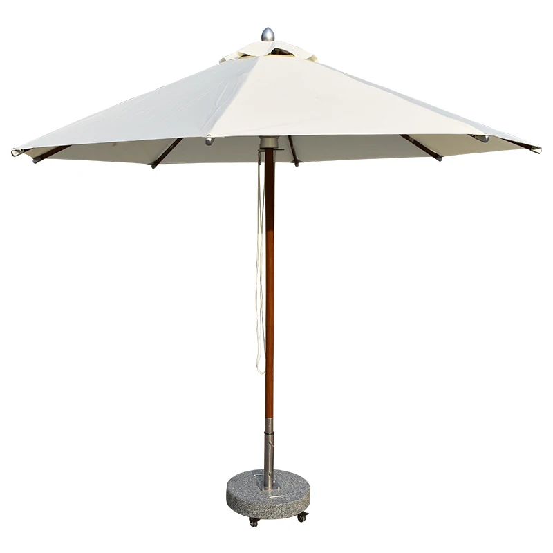 Goodluck white cotton parasol umbrella manufacturer sea beach umbrella for outdoor