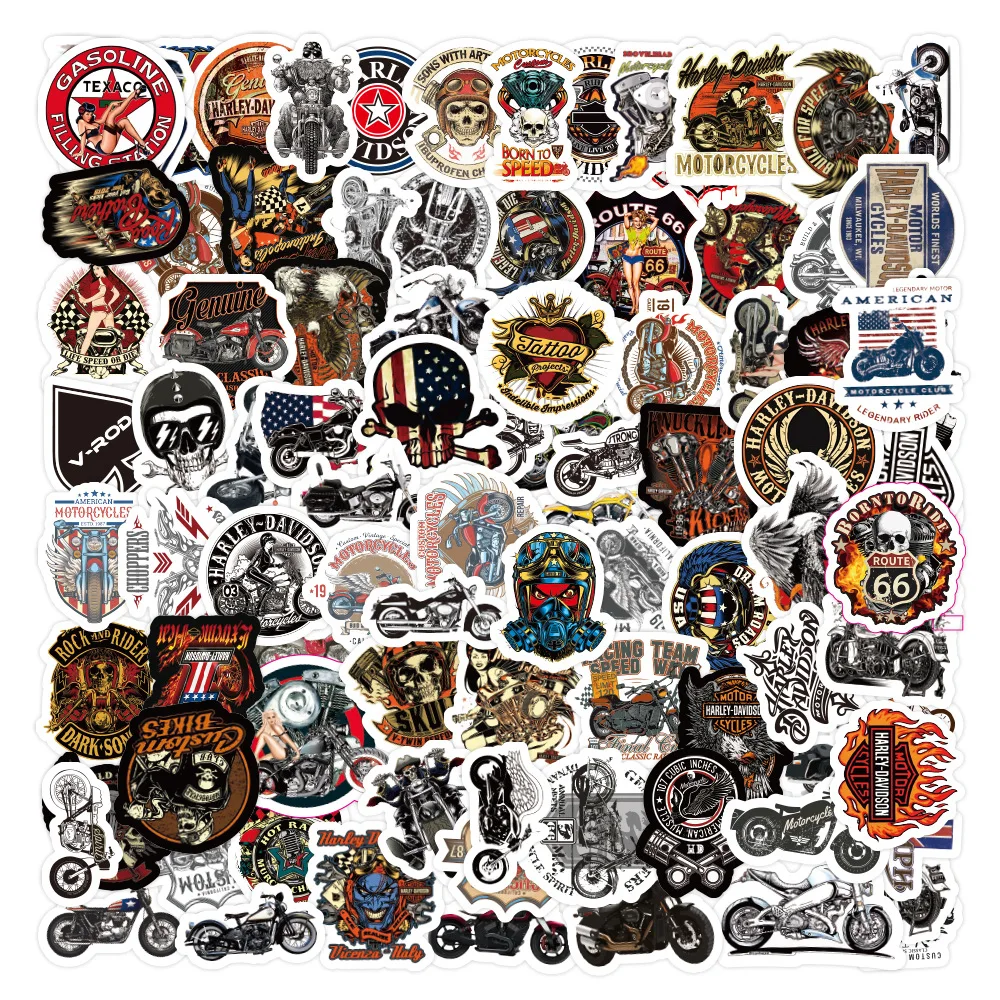 ZY0503C 50pcs High quality Harley motorcycle Sticker PVC Vinyl Waterproof Stickers For Suitcase Skateboard Travel CASE Bike