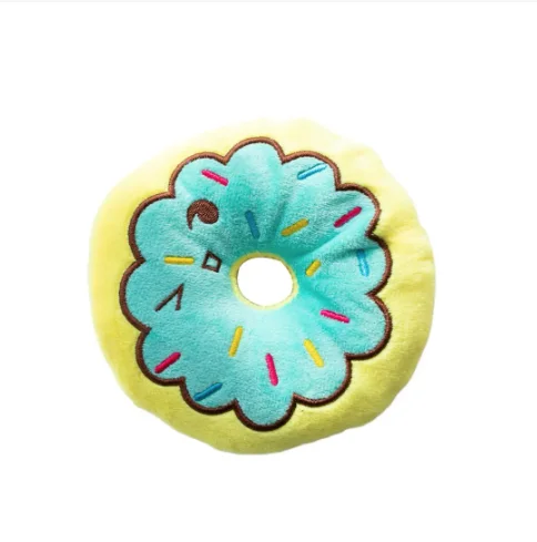 Stuffed Dog Toy Donut Shape Pet Teething Toy Puppy Dog Plush Stuffed Toy