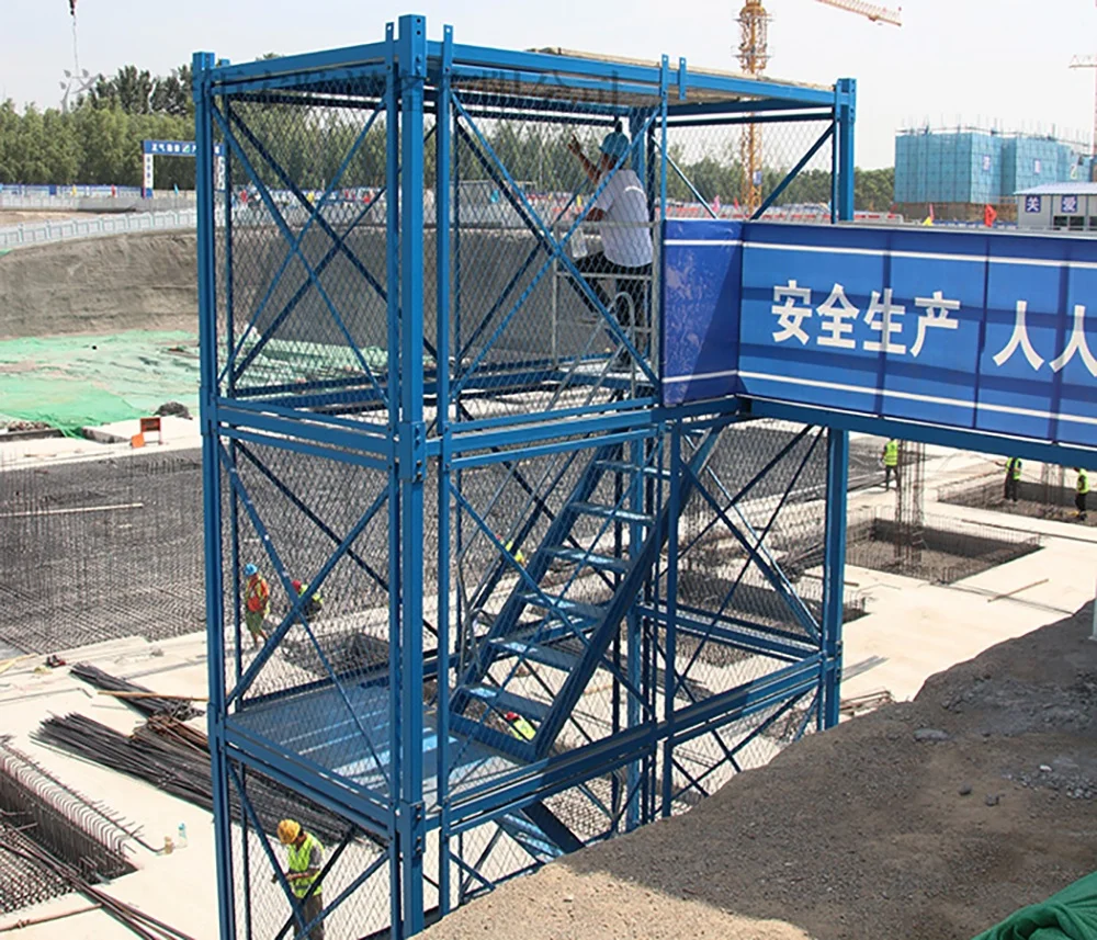 New Style Safety Industrial Capacity Construction Platform Ladder Blue Hard Frame Scaffolding Cage