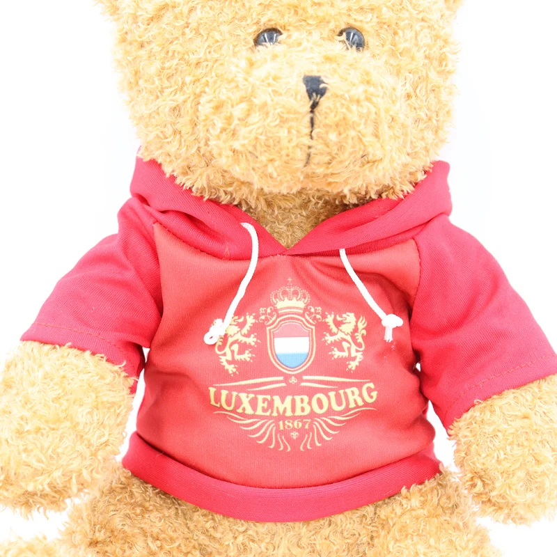Custom LOGO Teddy Bear Cuddly Soft Brown Bear Stuffed Animal Toy with sweatshirt