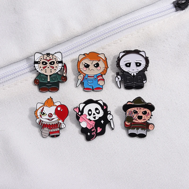 Cute But Creepy Enamel Pins Custom halloween Dagger Animals Badges Cartoon Animal Jewelry Gift for Kids Friends