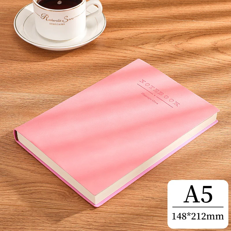 Soft PU Leather A4 Large Thickened Notebook Simplified Horizontal line/ Grid Notebook Business B5/A5 Notebook  for Wholesale