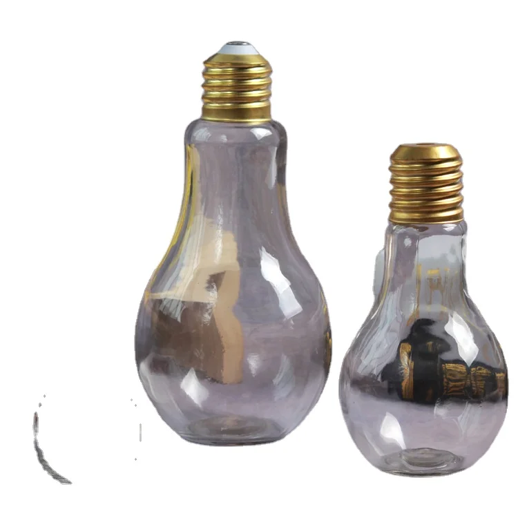 50ml Glass beverage fruit juice light lamp bulb shape bottle with cap for beverage milk