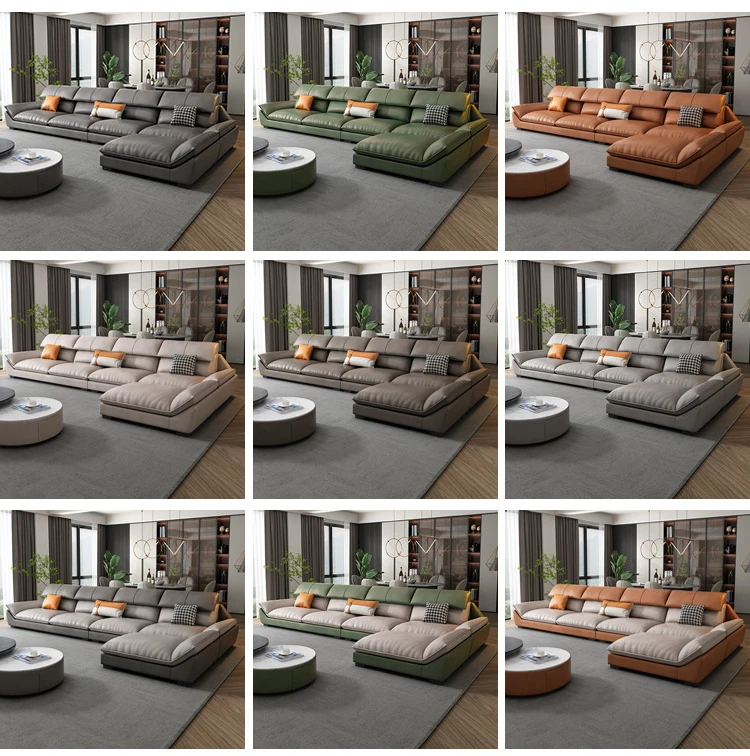 Microfiber fabric sectional sofa set furniture L shape modern design modular sofas with recliner nordic PU leather luxury sofas