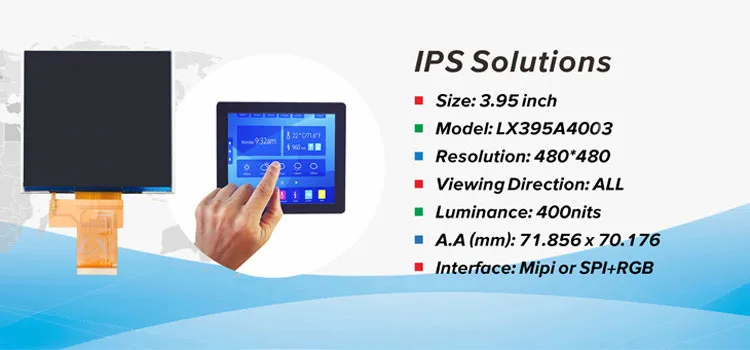 OEM квадратный дисплей 480x480 3,95 дюймов tft lcd для умного дома