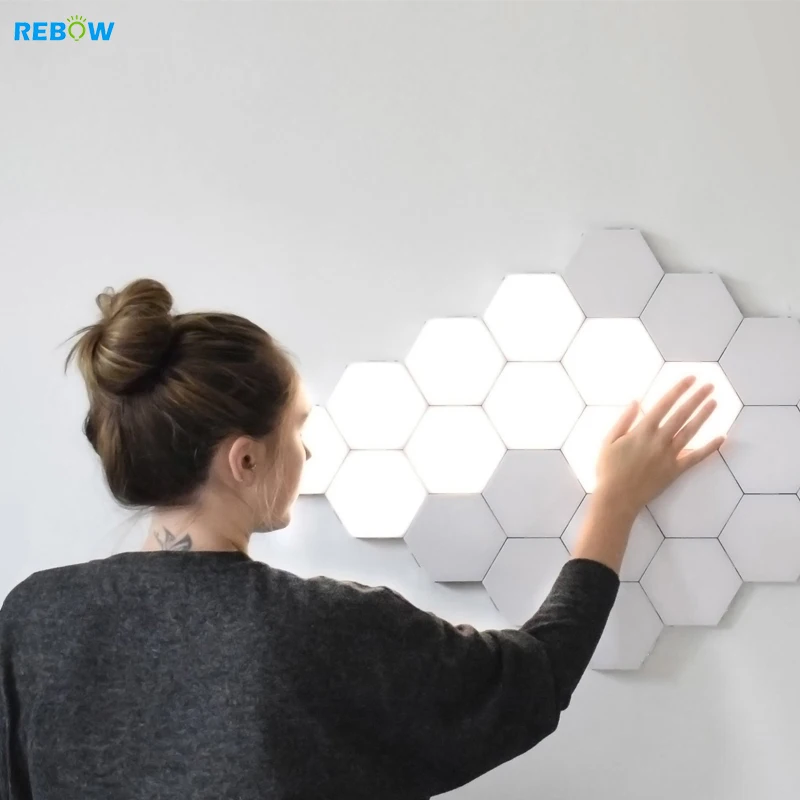 Объемная потайная Прямая поставка DIY RGB Квантовая светодиодная Шестигранная модульная сенсорная Чувствительная подсветка с дистанционным управлением светодиодный