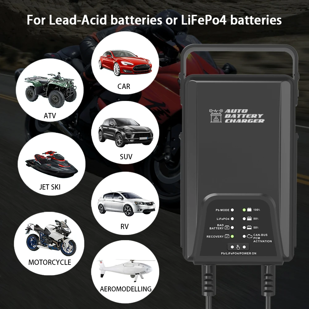 9-Stages Lithium LiFePO4 12V 2A motorcycle Car ATV Automatic Smart Battery
