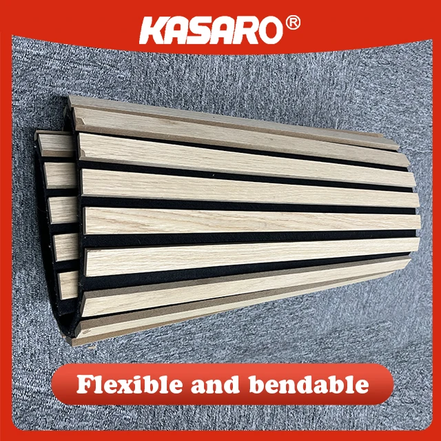 KASARO Factory Price Eco Friendly Flexible Wood Panels Fluted Mdf Wall Decoration 3d Acoustic Board Panel