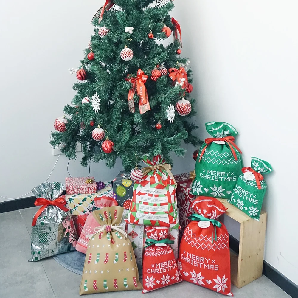 Huadefeng Reusable Folding Handy Non-Woven Drawstring Bag Convenient Punching Grocery Dust Wine Gift Bag