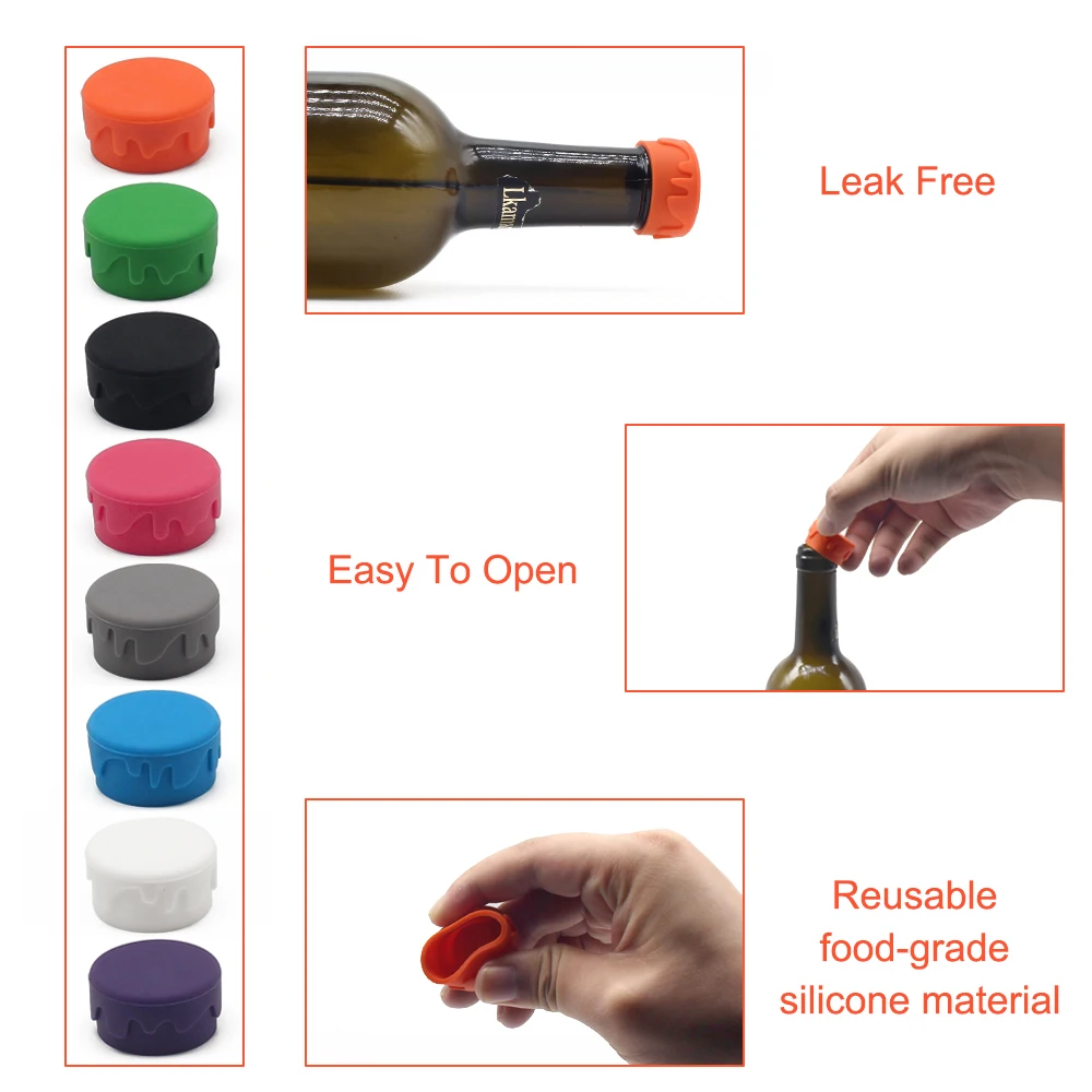 Reusable Silicone Bottle Caps Beer Cover Lid Wine Saver Stopper Kitchen Bar Tool