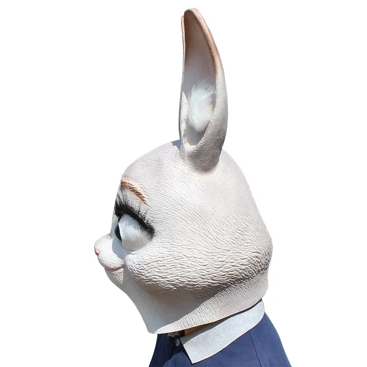 New Wholesale White Rabbit Bunny Head Mask Latex Full Head Animal Rabbit Mask Halloween Party Fancy Dress Carnival Masks