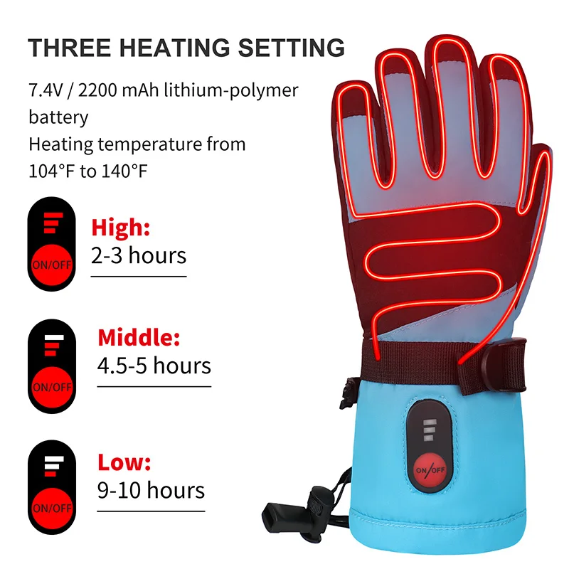 Children Lightweight Outdoor Ski Snowboard Gloves Waterproof Heated Kids Warm waterproof Ski Gloves