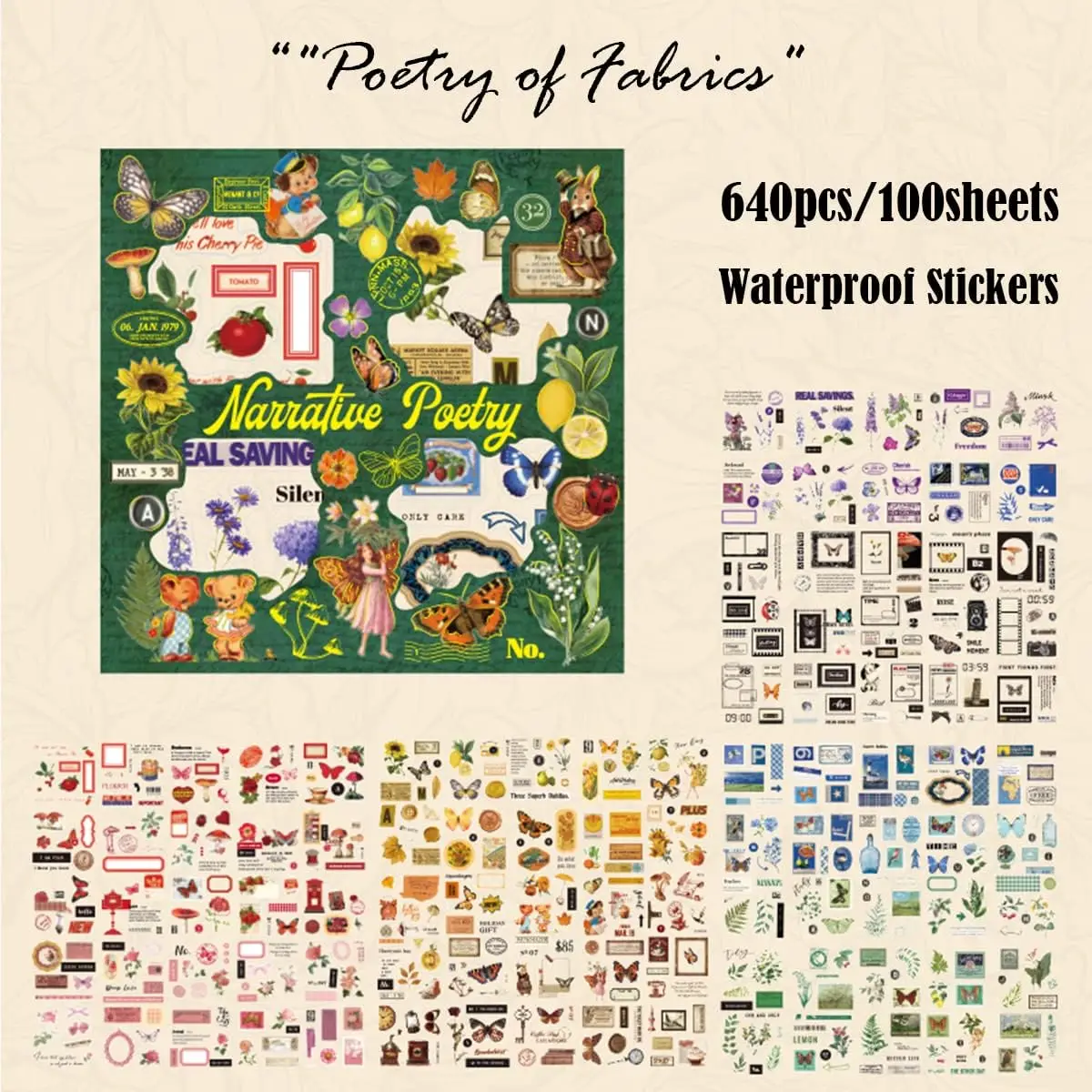 Hot Sale Aesthetic Junk Journal Craft Plants Floral Scrapbook Stickers Kit Vintage Nature Scrapbook Stickers